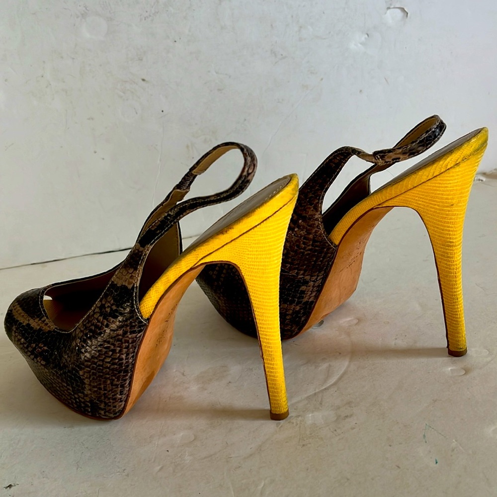SAKS FIFTH AVENUE Platform Snakeskin Print Heels - Picture 3 of 8
